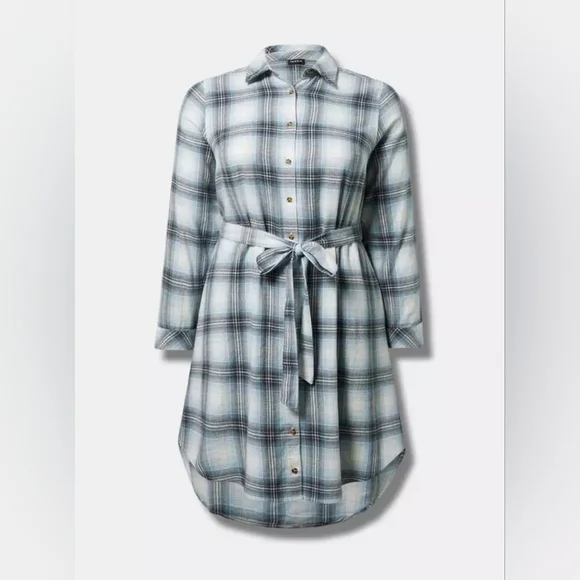 Plaid Button-Up Belted Dress - Picture 5 of 8